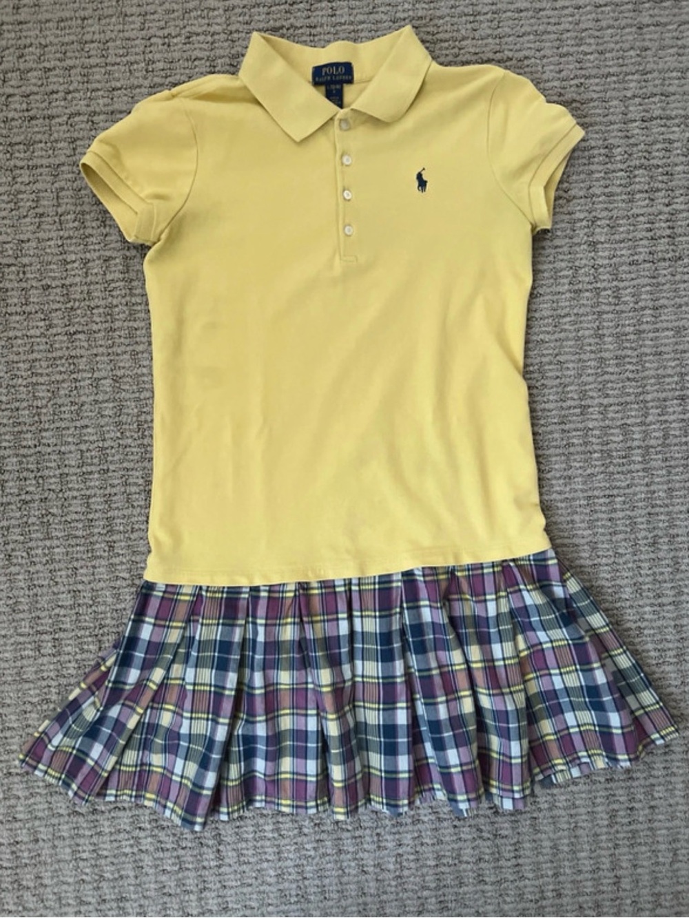 Polo by Ralph Lauren Yellow Polo Dress with Plaid Skirt